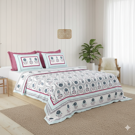 Parchaai Jaipuri Block Print - 400 TC - King Size (108 x 108)