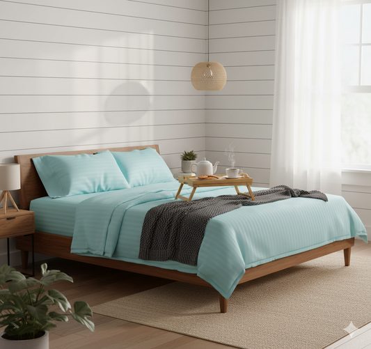 Blue Plain Premium King Size Bedsheet (108" x 108") 300 TC