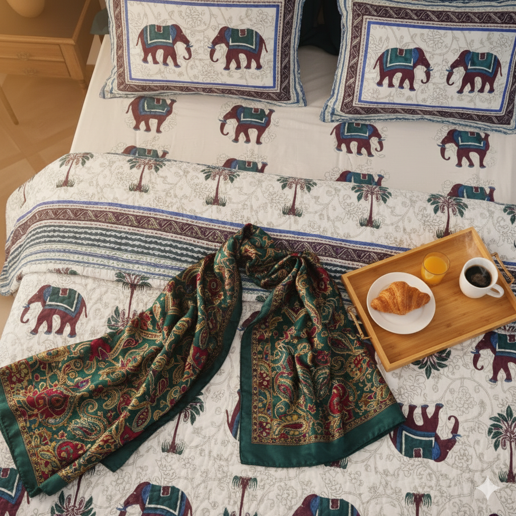 Adaa Jaipuri Block Print - 400 TC - King Size (108 x 108)