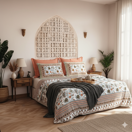 Barfi Jaipuri Block Print - 400 TC - King Size (108 x 108)