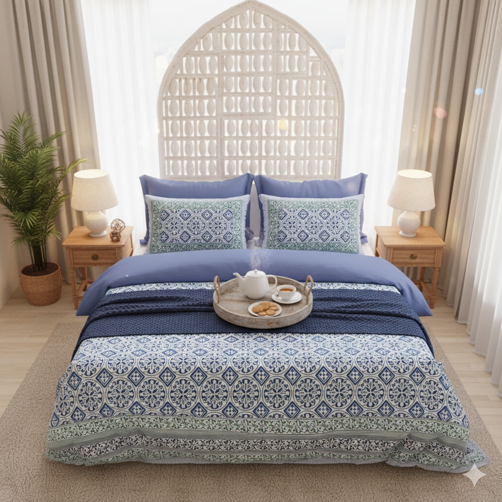 Resham Jaipuri Block Print - 400 TC - King Size (108 x 108)