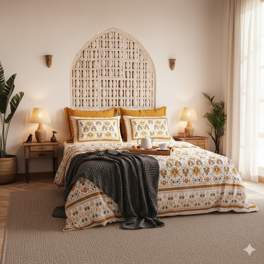 Zari Jaipuri Block Print - 400 TC - King Size (108 x 108)