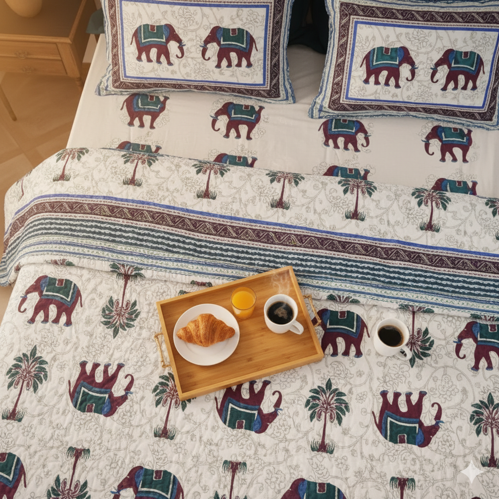 Adaa Jaipuri Block Print - 400 TC - King Size (108 x 108)