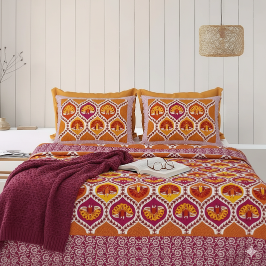 Gulzar Jaipuri Block Print - 400 TC - King Size (108 x 108)