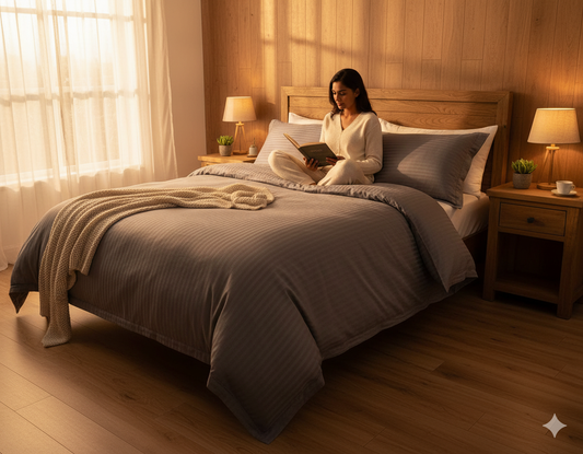 Light Grey Plain Premium King Size Bedsheet (108" x 108") - 350 TC