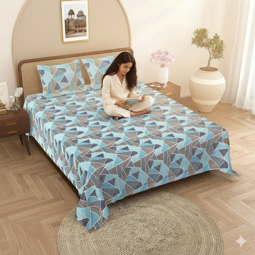 Zaika Jaipuri Block Print - 400 TC - King Size (108 x 108)
