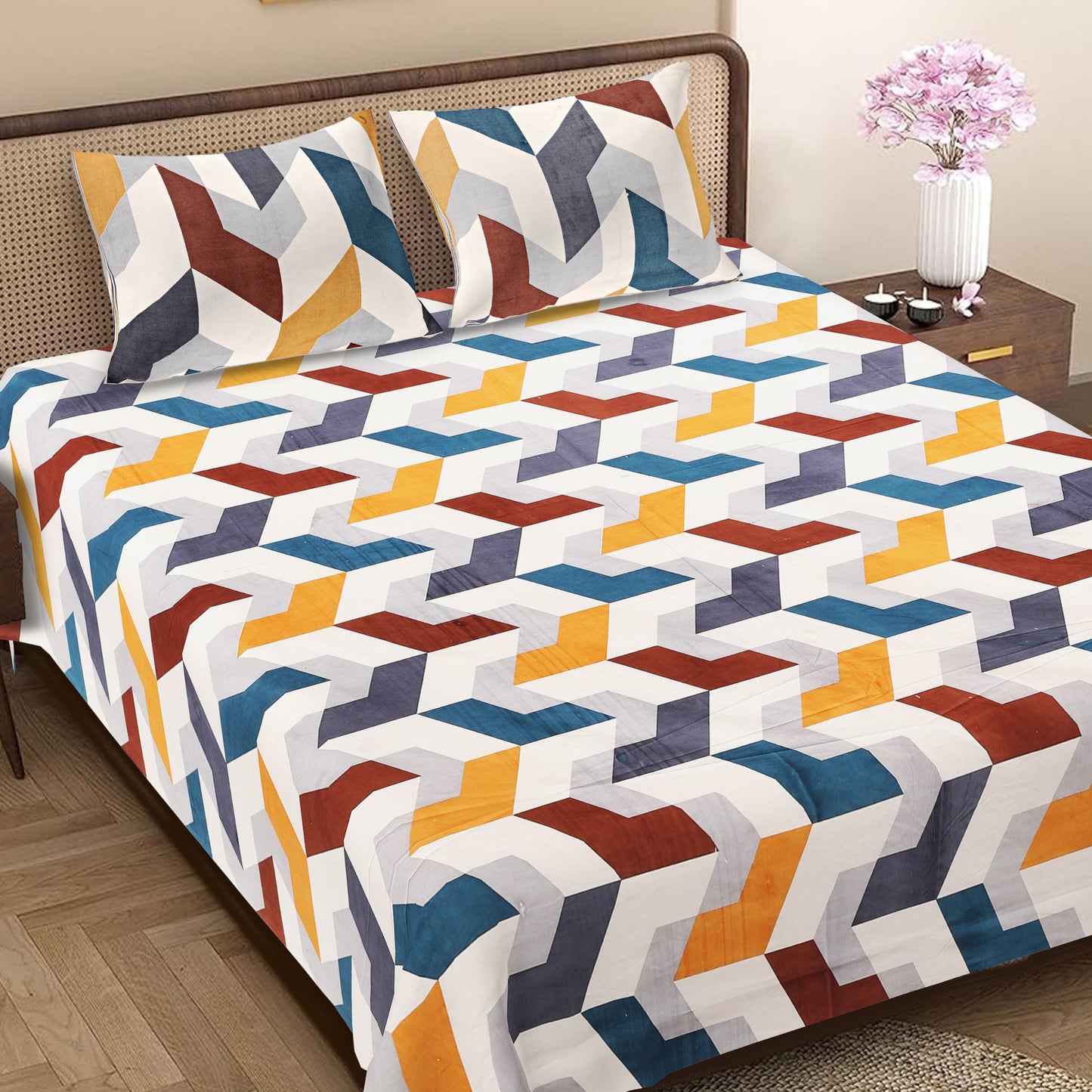 Aabroo Jaipuri Block Print - 400 TC - King Size (108 x 108)