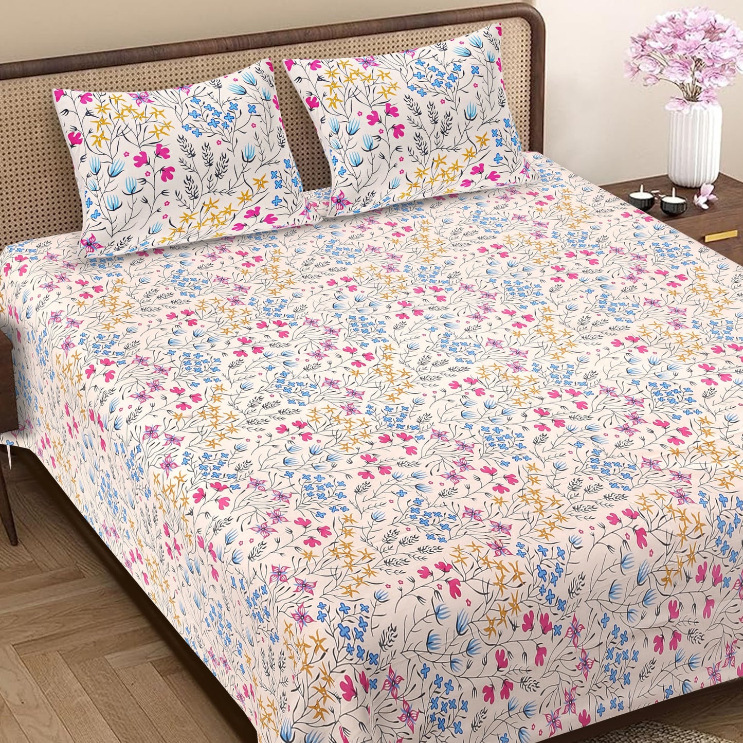 Manjari Jaipuri Block Print - 400 TC - King Size (108 x 108)