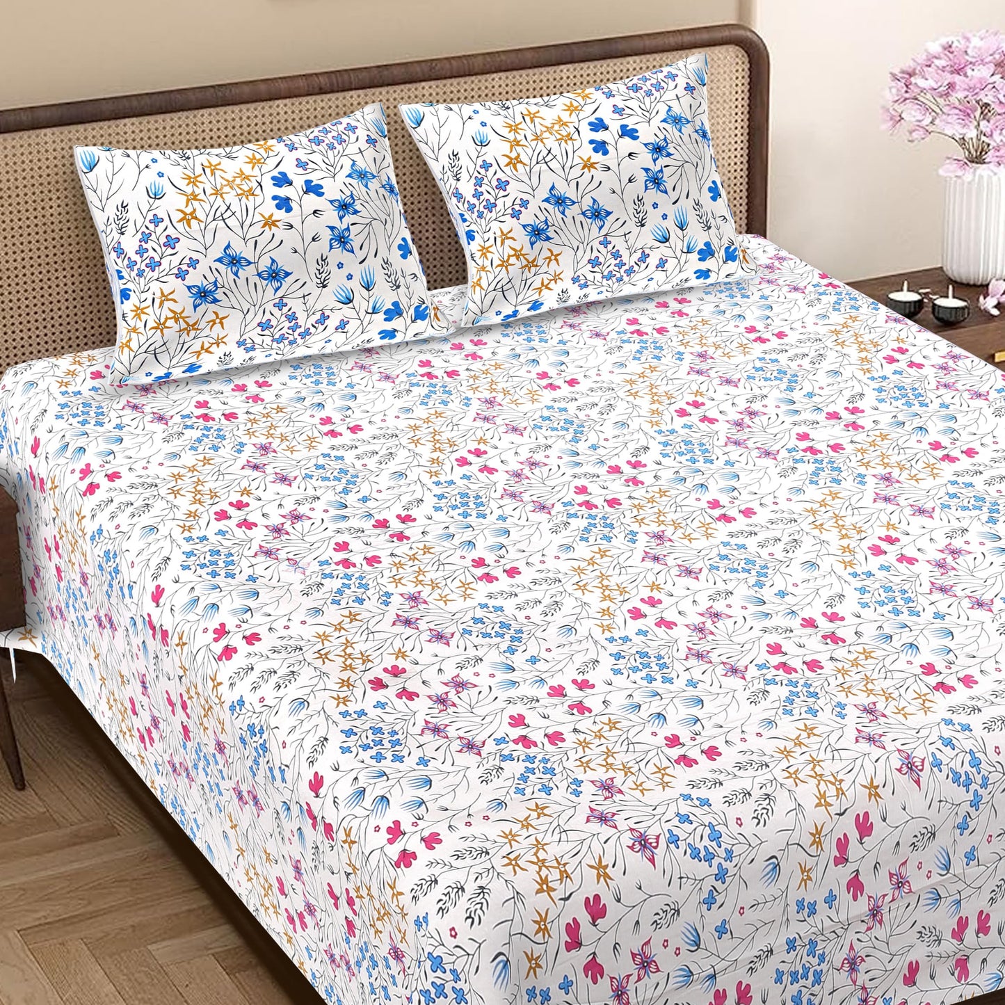Bandhej Jaipuri Block Print - 400 TC - King Size (108 x 108)