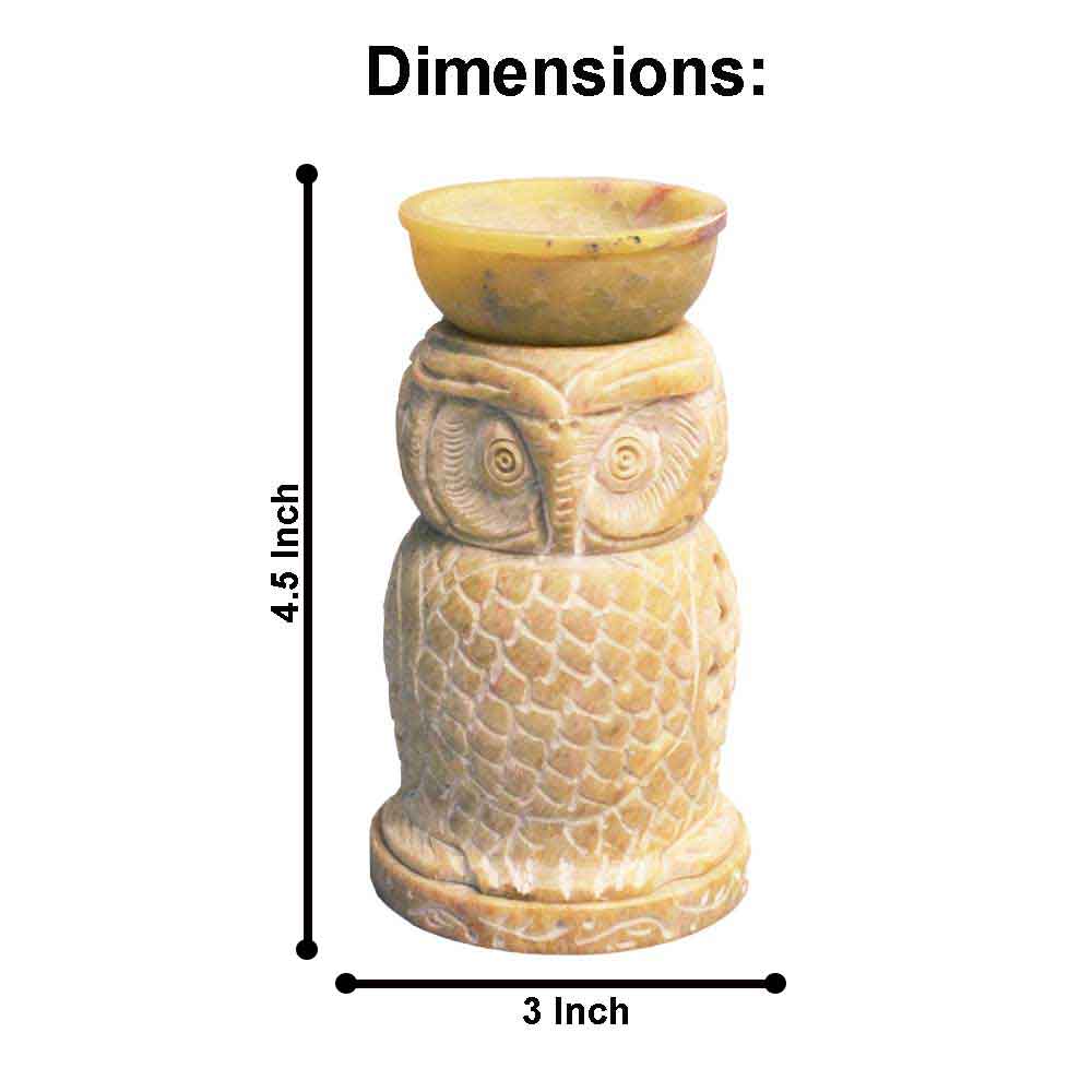 Owl Aroma Oil Diffuser With Free Essential Oil and Candles (Marble Soapstone)