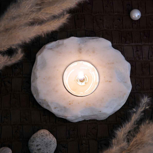 Marble Tea Light Candle Holder (White Marble)