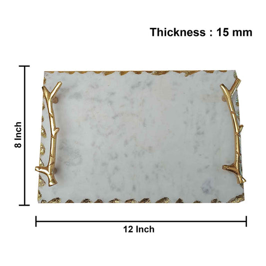 Marble Tray With Metal Handle (Marble & Metal)