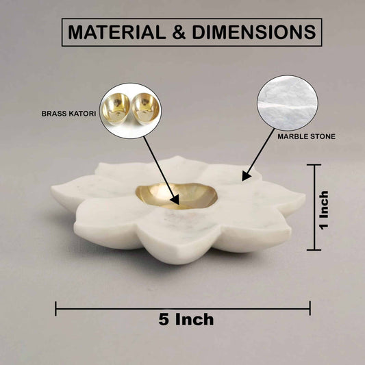 Sunflower Tealight Holder (Marble & Brass)