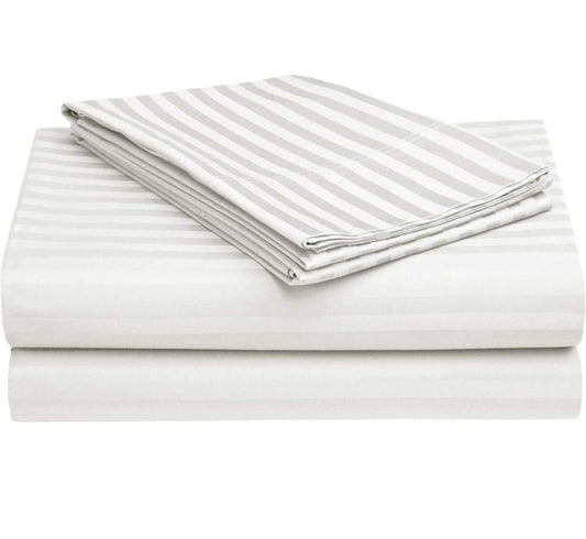 White Lines Premium King Size Bedsheet (108" x 108") 300 TC