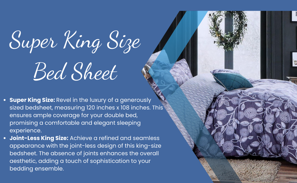 Aurephine Premium King Size Bedsheet (108" x 108") 400TC
