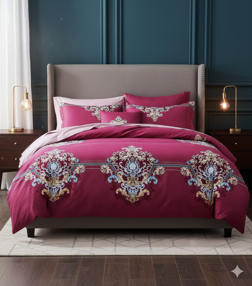 Elisa Fitted Premium King Size Bedsheet (108" x 108") 400 TC