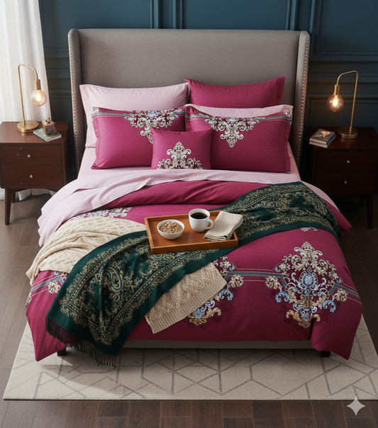 Elisa Fitted Premium King Size Bedsheet (108" x 108") 400 TC