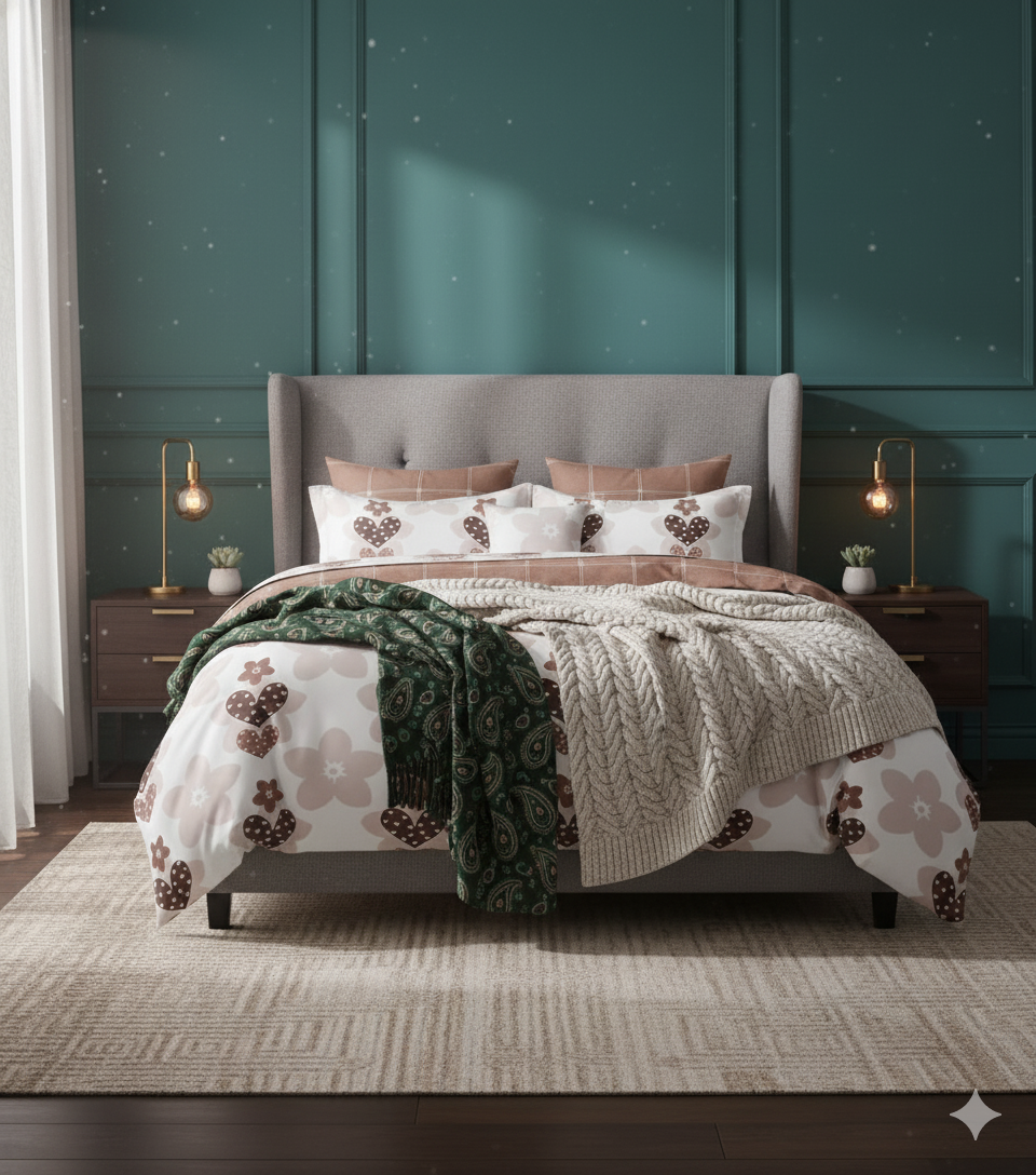 Fabio Fitted Premium King Size Bedsheet (108" x 108") 400 TC