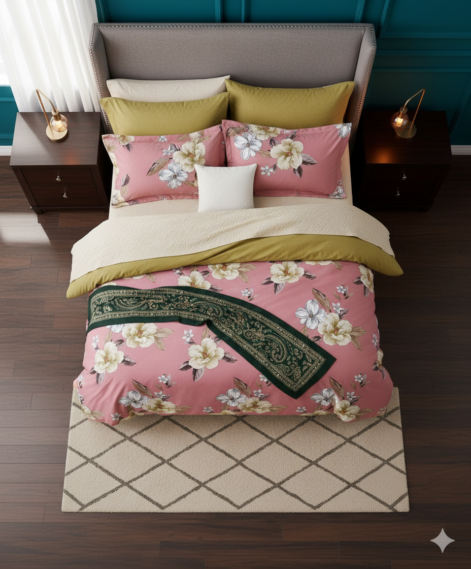 Frances Fitted Premium King Size Bedsheet (108" x 108") 400 TC