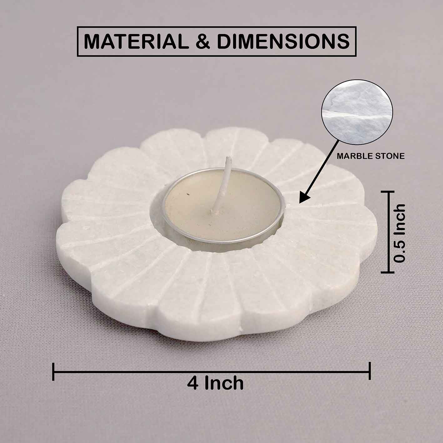 Floral Marble Tea Light Candle Holder (Marble Stone)