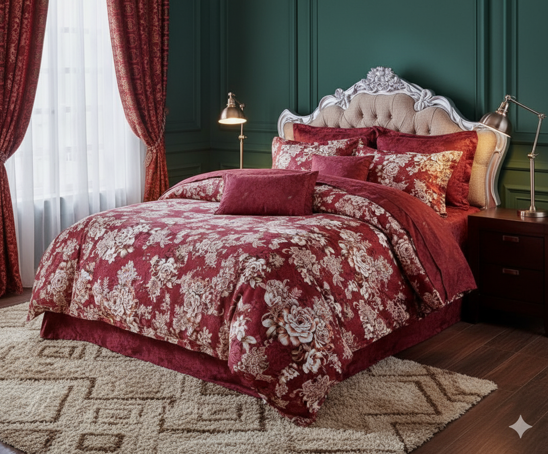 Rose Fitted Premium King Size Bedsheet (108" x 108") 400 TC