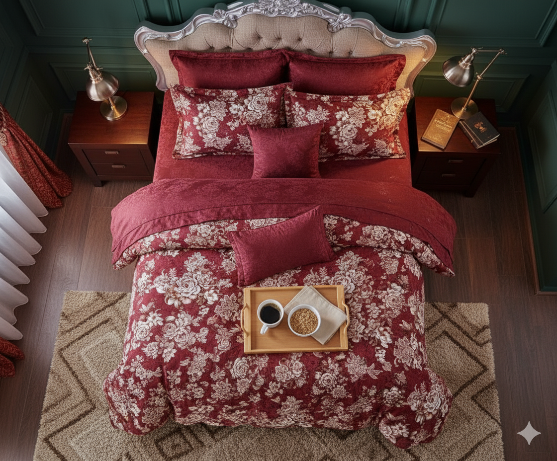 Rose Fitted Premium King Size Bedsheet (108" x 108") 400 TC