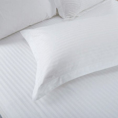 White Lined Plain Premium King Size Bedsheet (108" x 108") - 400 TC
