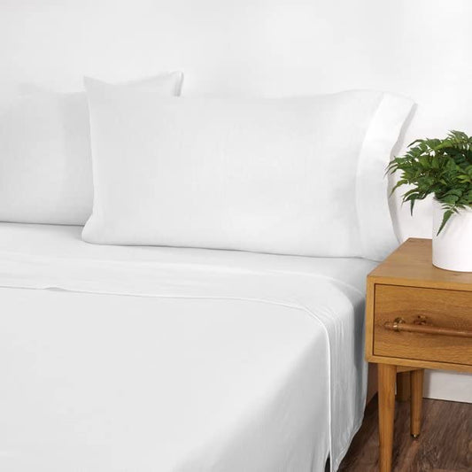 Plain White Cotton Premium King Size Bedsheet (108" x 108") 600TC