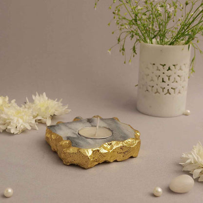 Tealight Holder (Kayampura Stone & Gold Foil)