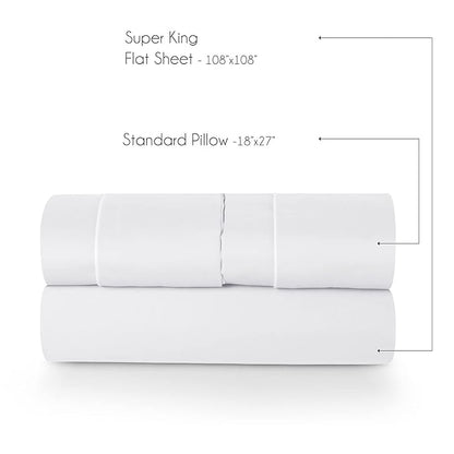 White Cotton Italian Cotton King Size Bedsheet (108" x 108") 500TC