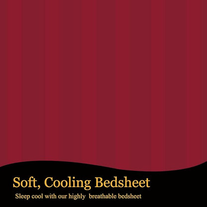 Dark Red Satin Premium King Size Bedsheet (108" x 108"): 400 TC