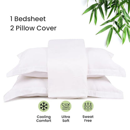 White Plain Premium Bamboo King Size Bedsheet (108" x 108") - 400 TC
