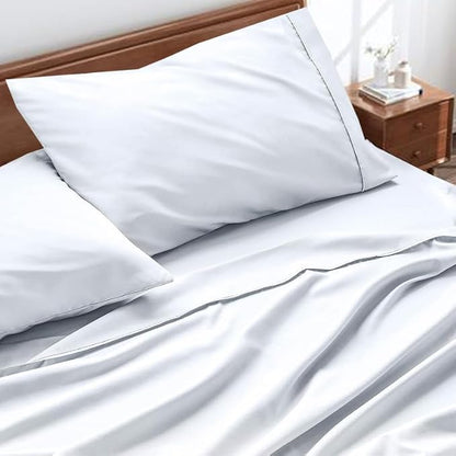 White Strip Premium King Size Bedsheet (108" x 108") - 400TC