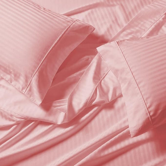 Peach Plain King Size Bedsheet -(108" x 108")  400 TC