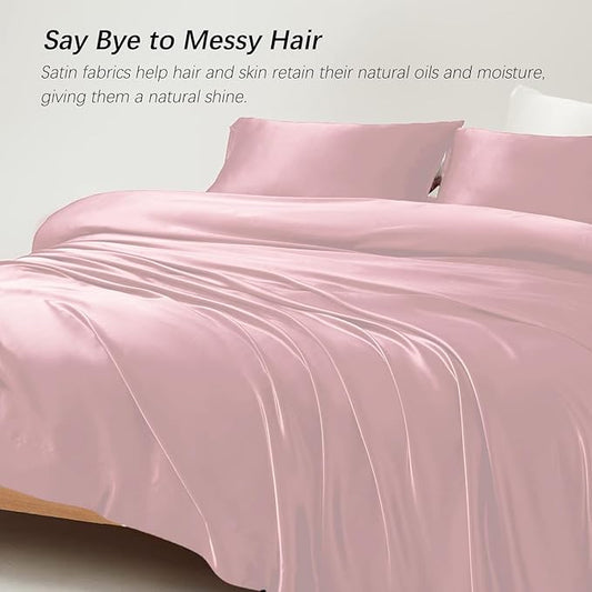 Peach Satin Plain King Size Bedsheet (108" x 108") - 400 TC