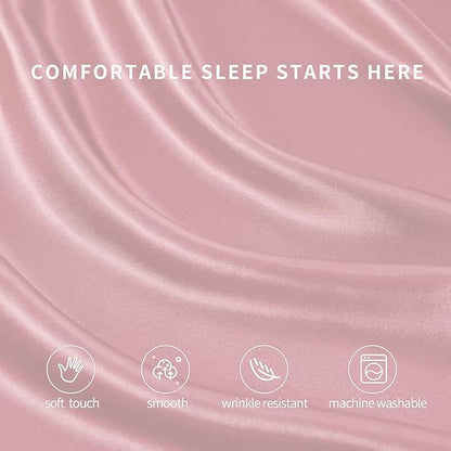Peach Satin Plain King Size Bedsheet (108" x 108") - 400 TC