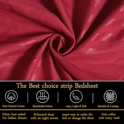 Dark Red Satin Premium King Size Bedsheet (108" x 108"): 400 TC