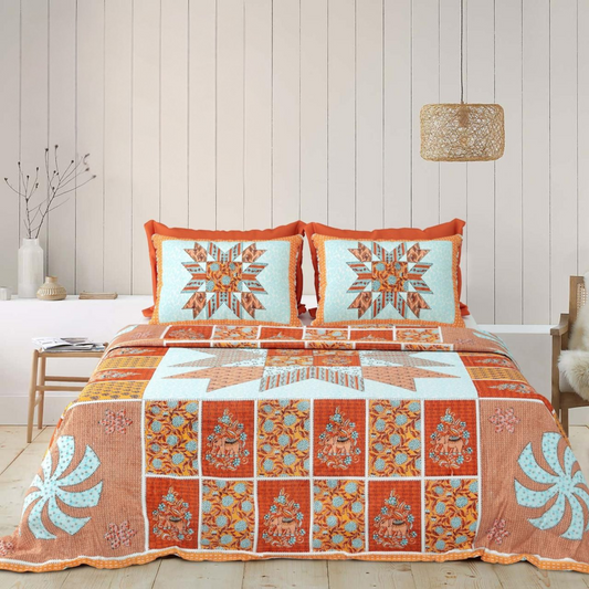 Mogra Jaipuri Block Print - 400 TC - King Size (108 x 108)