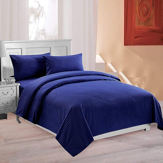Royal Blue Plain Premium King Size Bedsheet (108" x 108") - 400 TC