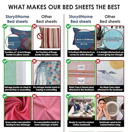 Elzoria Premium Queen Size Bedsheet (90" x 100") 300 TC