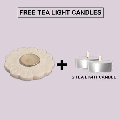 Floral Marble Tea Light Candle Holder (Marble Stone)