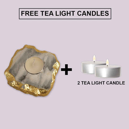 Tealight Holder (Kayampura Stone & Gold Foil)