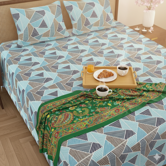 Mehfil Jaipuri Block Print - 400 TC - King Size (108 x 108)