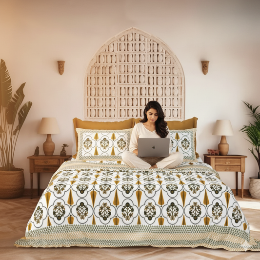 Rooh Jaipuri Block Print - 400 TC - King Size (108 x 108)