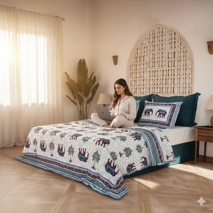 Adaa Jaipuri Block Print - 400 TC - King Size (108 x 108)