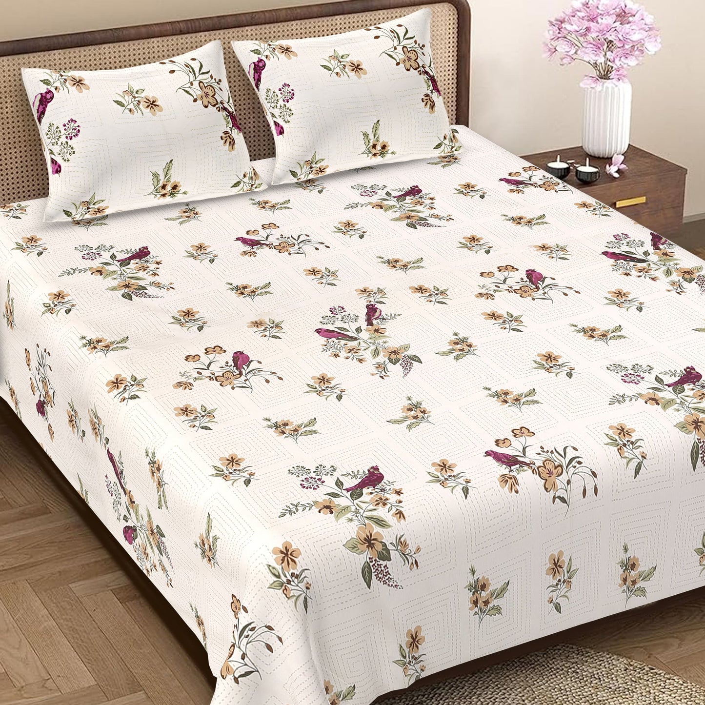 Leheriya Jaipuri Block Print - 400 TC - King Size (108 x 108)