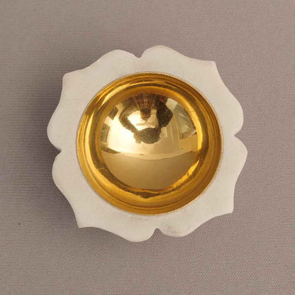 Petal Tea Light Holder Set of 2 (Marble & Brass)