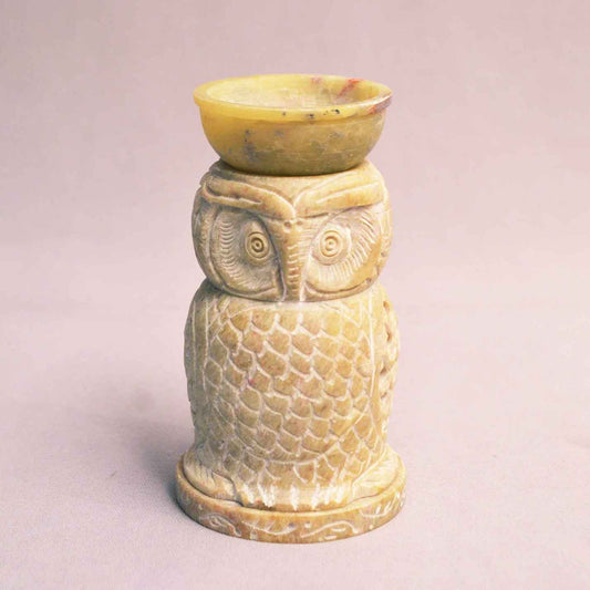 Owl Aroma Oil Diffuser With Free Essential Oil and Candles (Marble Soapstone)