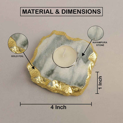 Tealight Holder (Kayampura Stone & Gold Foil)