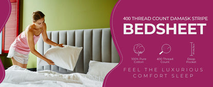 Evalisse Premium Queen Size Bedsheet (90" x 100") 300 TC